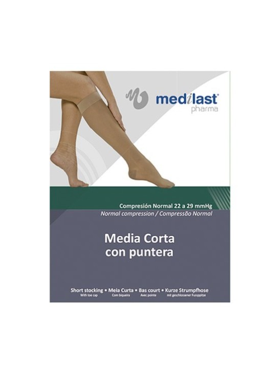 Media Corta (A-D) Compresion Normal Medilast Con Puntera Talla Extragrande Color Beige