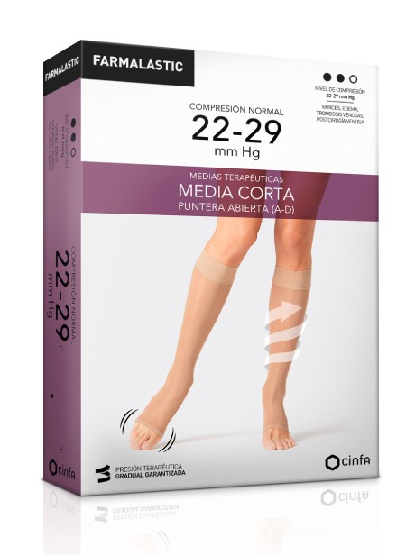 Media Corta (A-D) Compresion Normal Farmalastic Punta Abierta  Talla Extragrande C. Camel