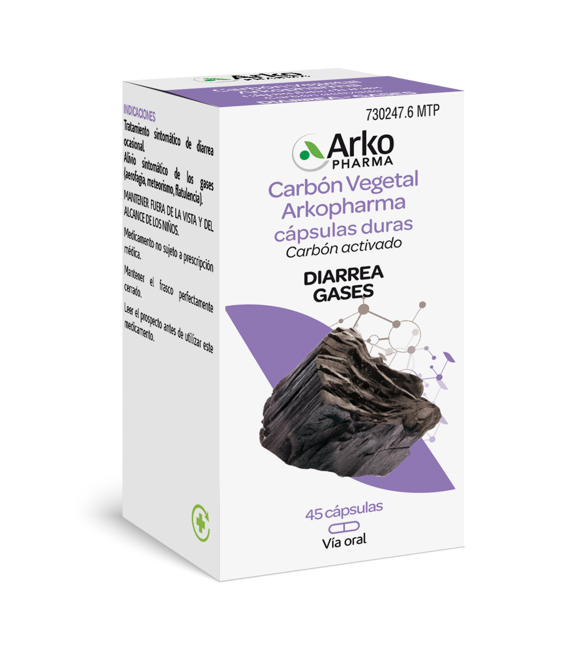 Carbon Vegetal Arkopharma 225 mg 45 Capsulas